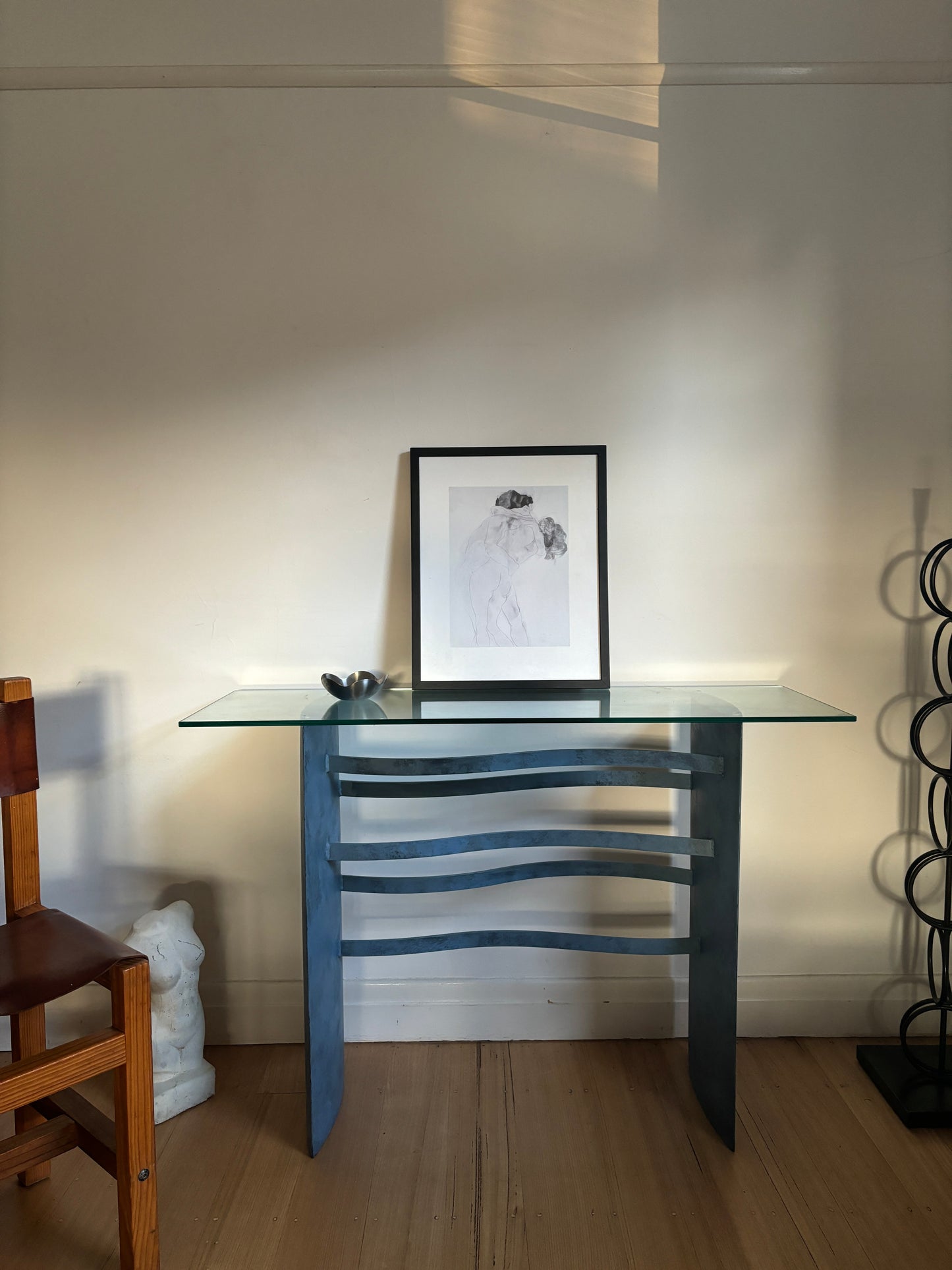 Steel + Glass Wavy Console Table