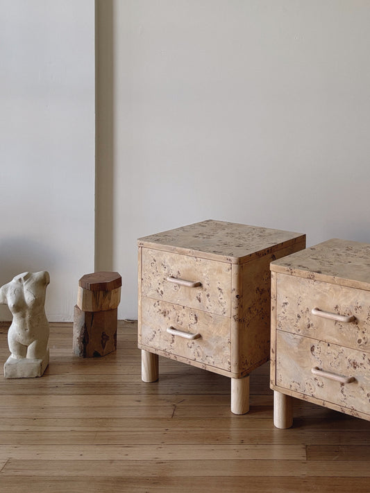 Light Burl bedside tables