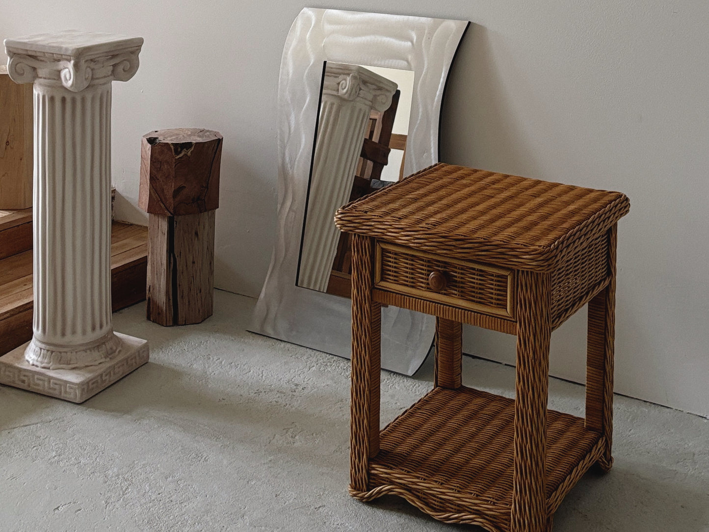 Vintage Rattan Bedside Tables