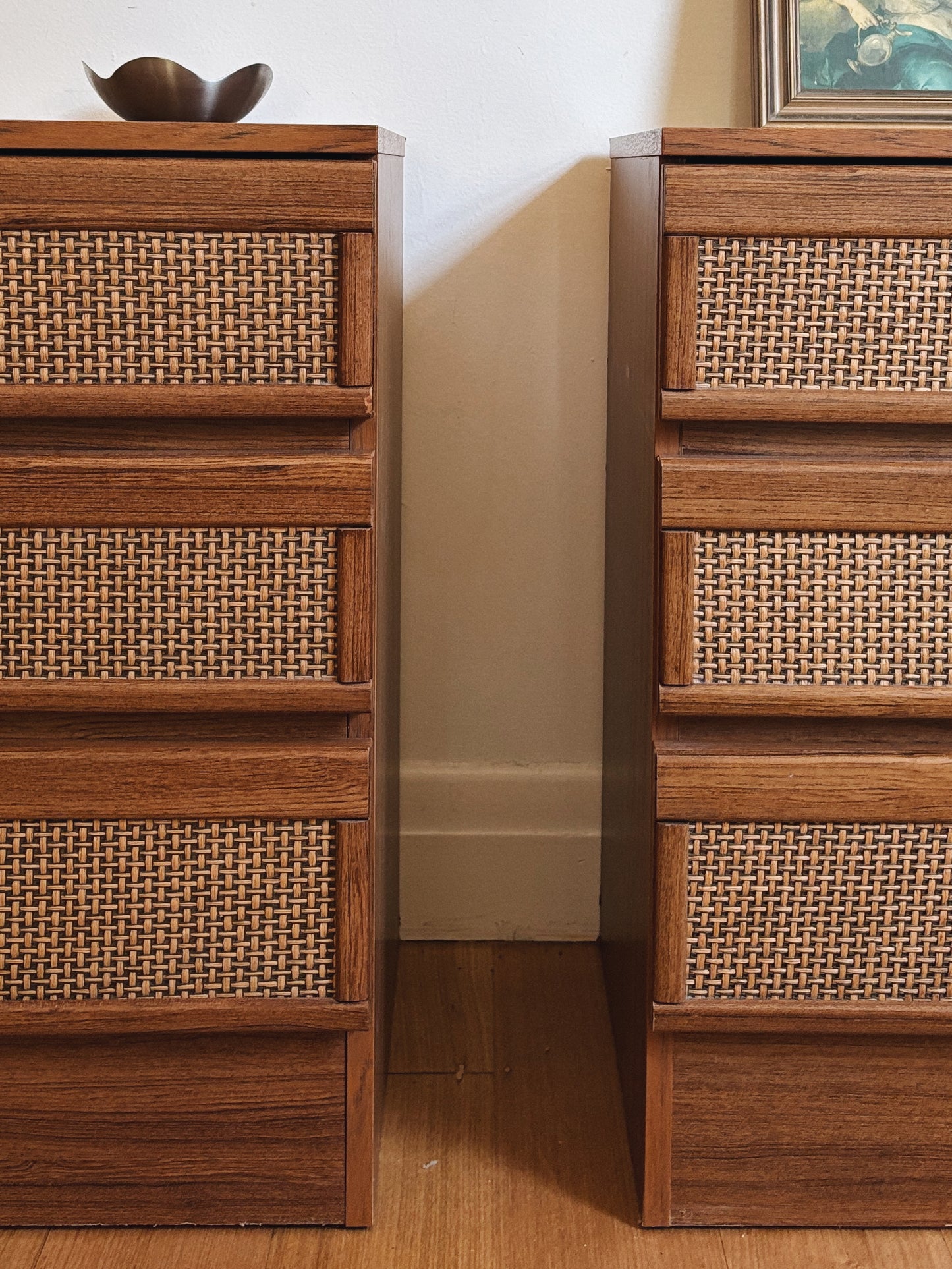 Vintage Rattan Bedside Tables