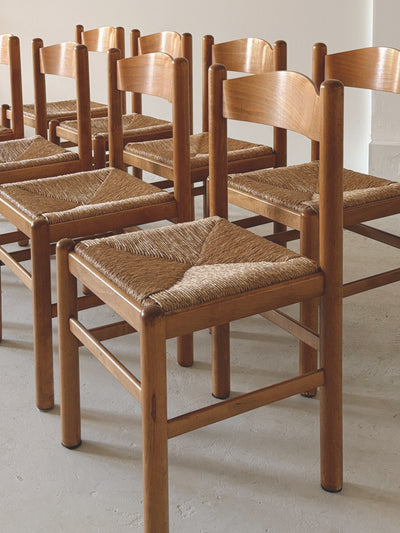 Italian Oak Rush Seat Chairs