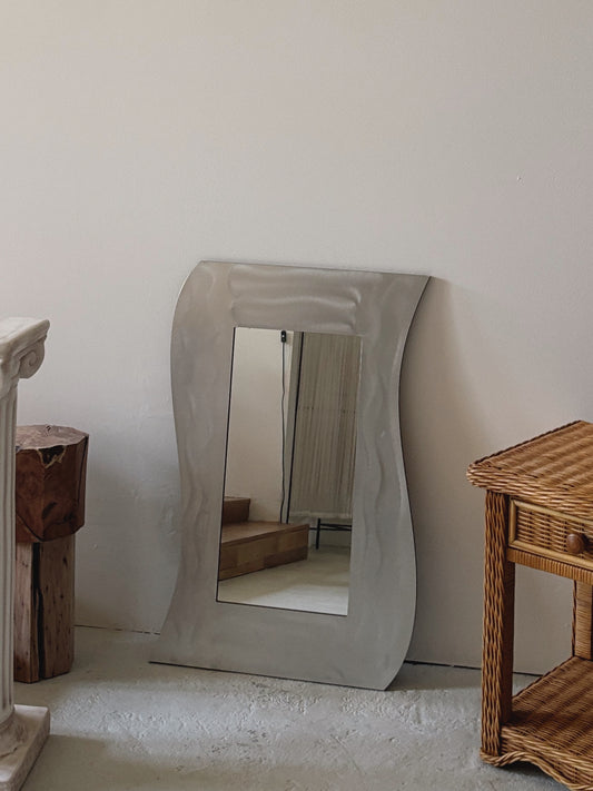 Brushed Aluminium Wavy Mirror