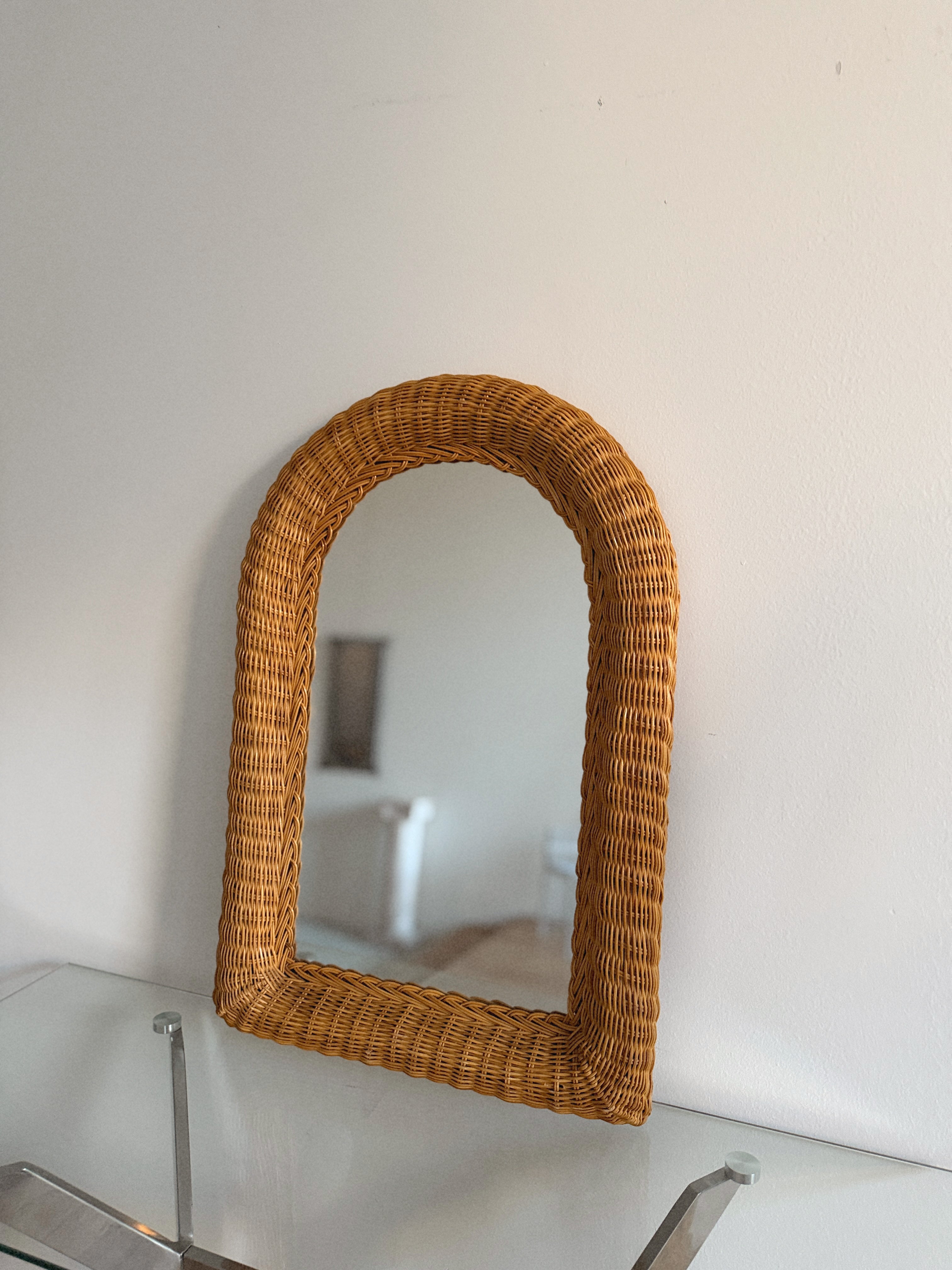 1970s Rattan Arch Mirror