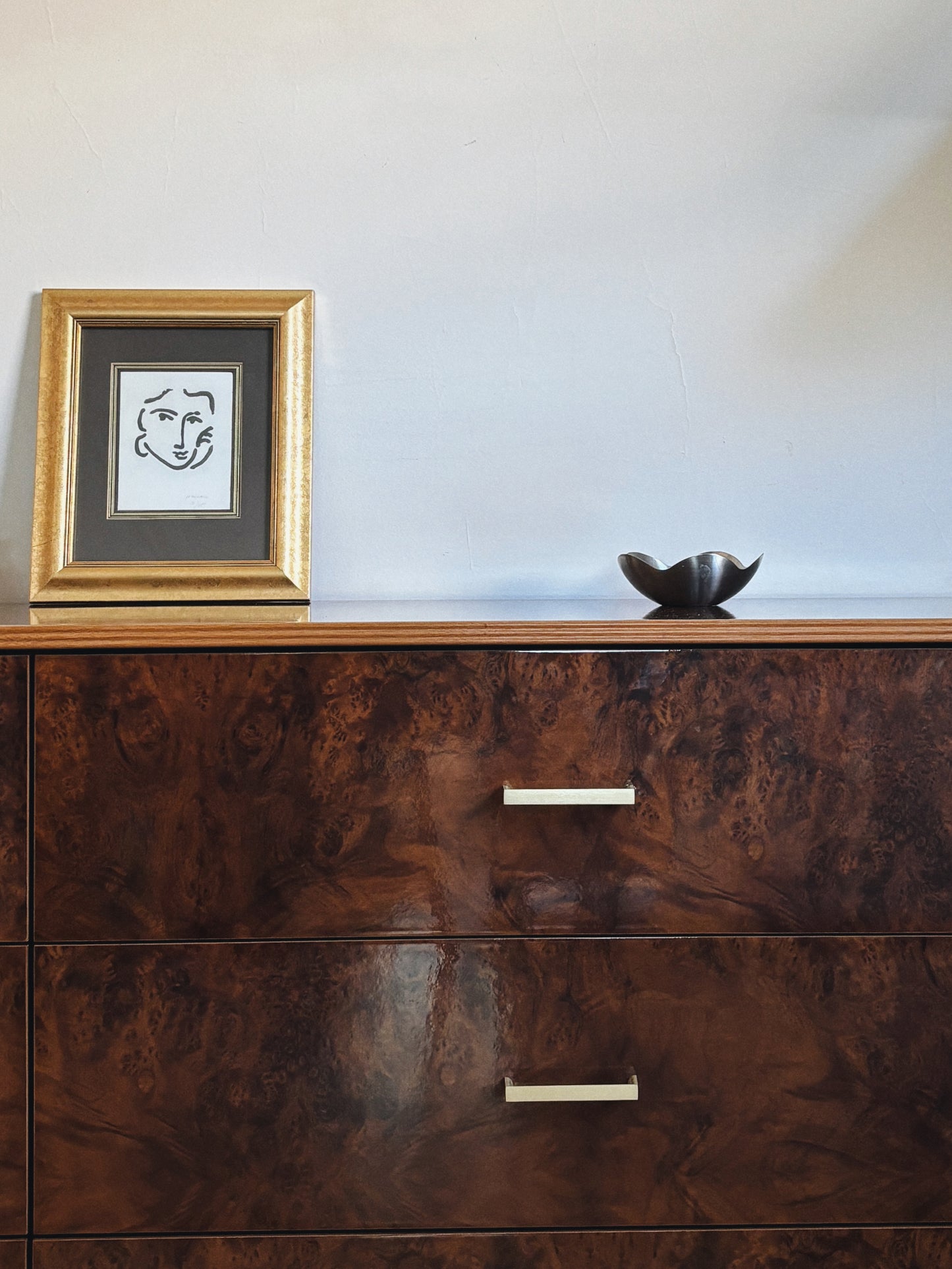 Glossy Burl Lowboy Drawers