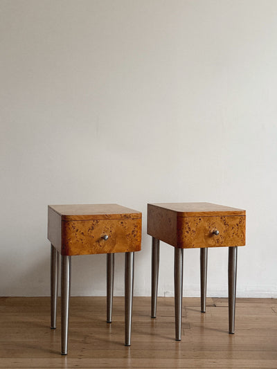 One Drawer Burl Bedside Tables