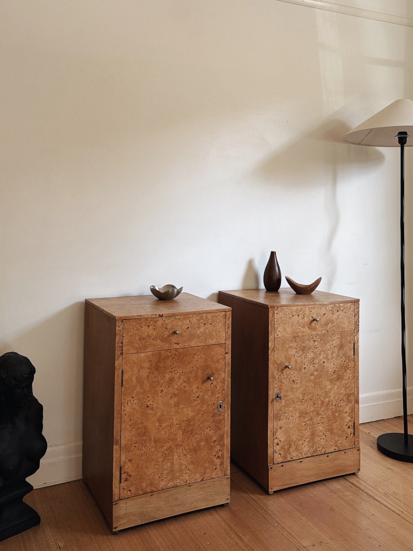 Minimalist Burlwood Bedside Tables