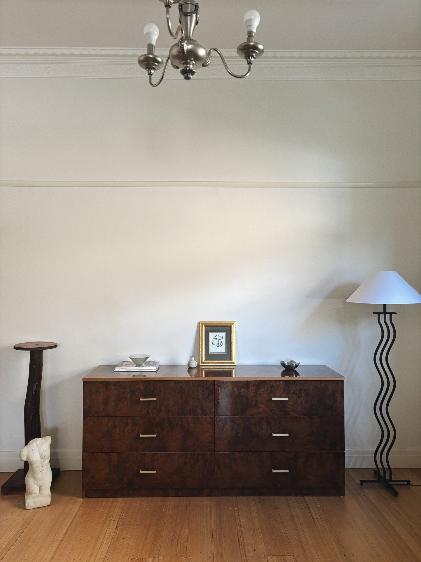 Glossy Burl Lowboy Drawers