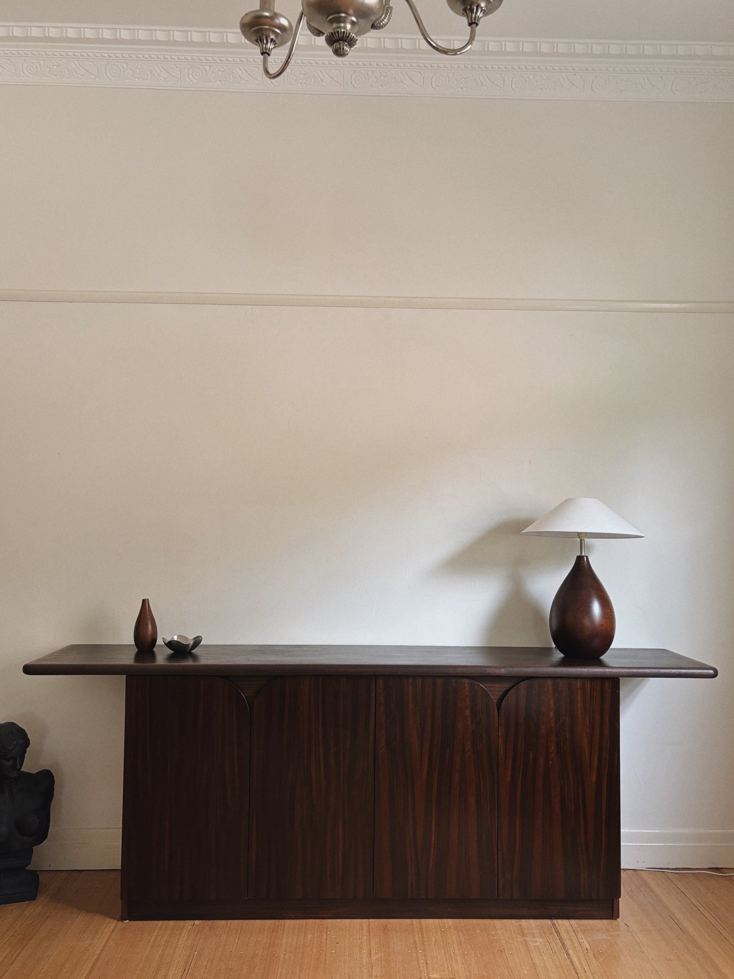 1980s Walnut Sideboard with Arch Detail