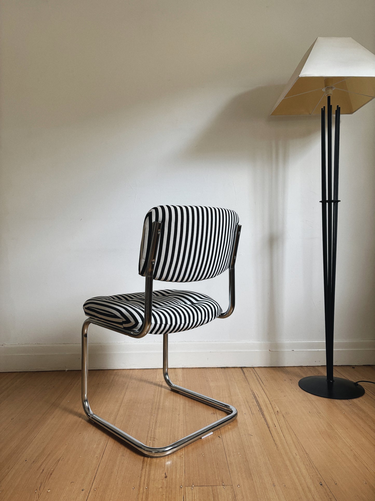 Set x 6 Chrome + Stripe Cantilever Chairs