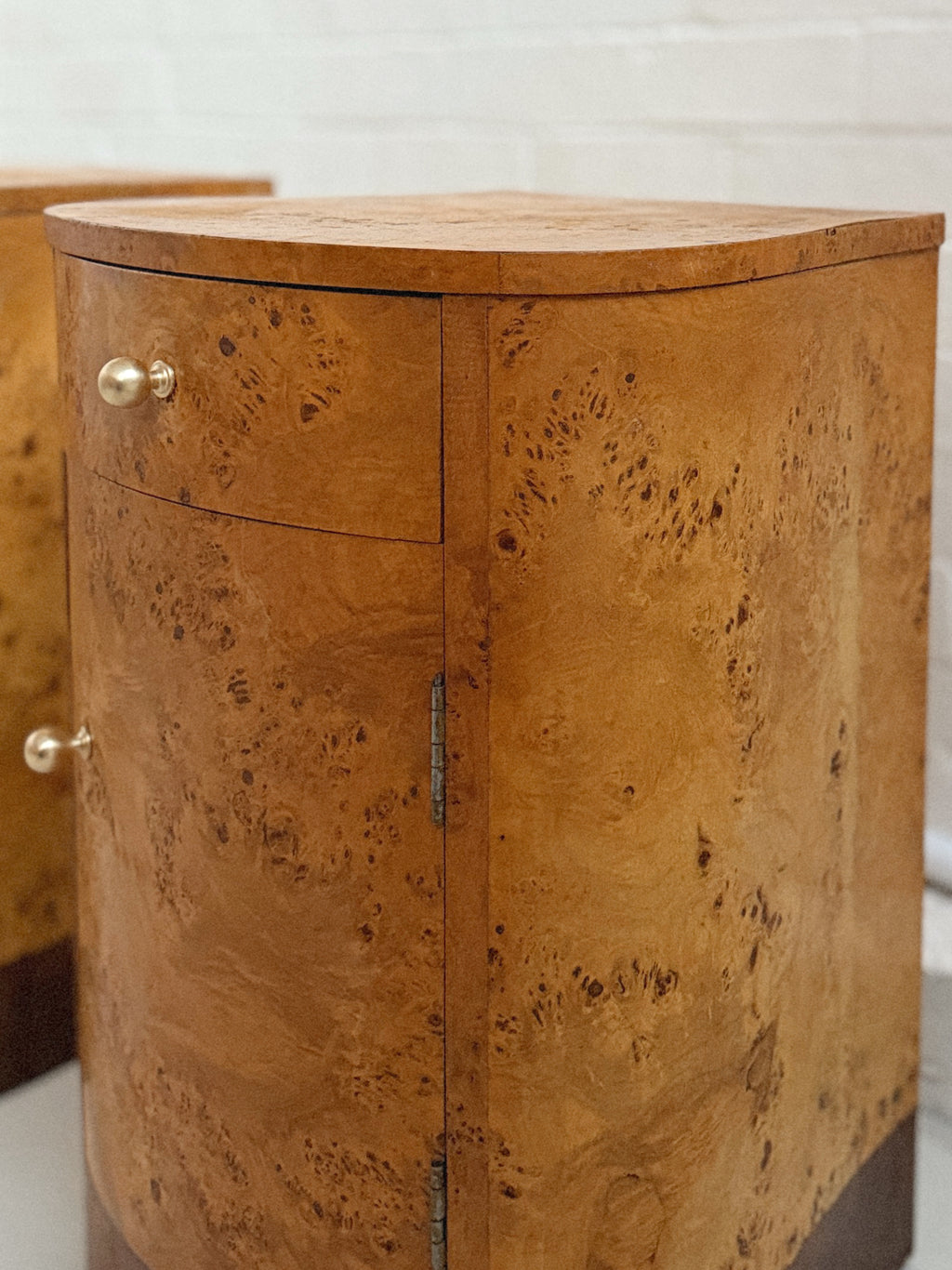 Burl + Walnut Bedside Tables