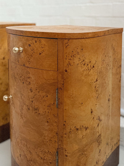 Burl + Walnut Bedside Tables