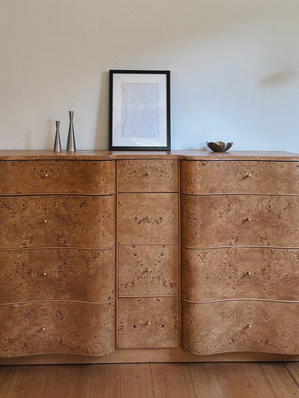 Curve Front Burl Drawers