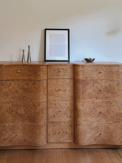 Curve Front Burl Drawers
