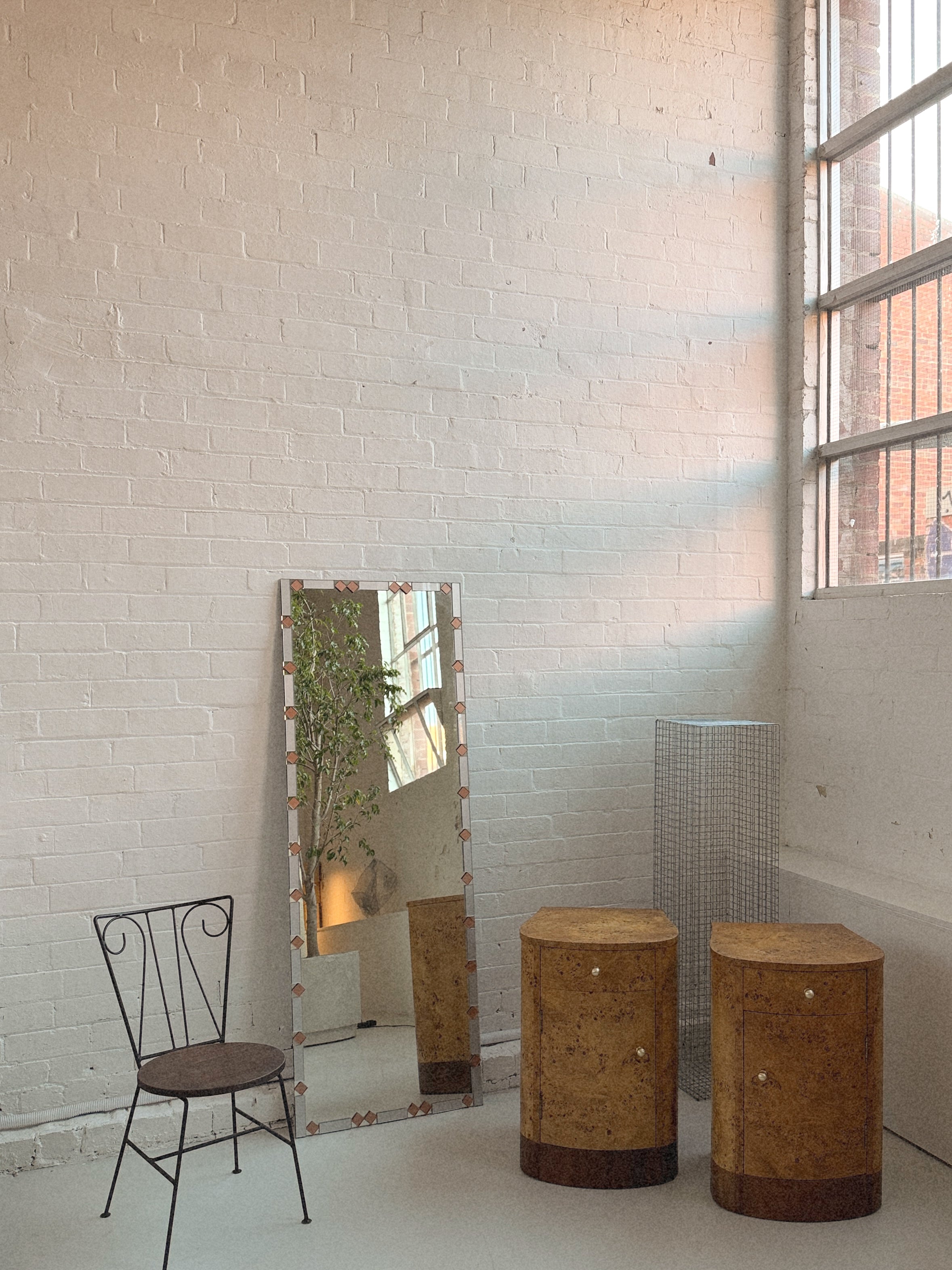 Burl + Walnut Bedside Tables