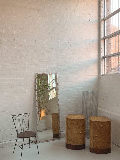 Burl + Walnut Bedside Tables