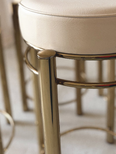 Set x 4 Leather + Gold Stools