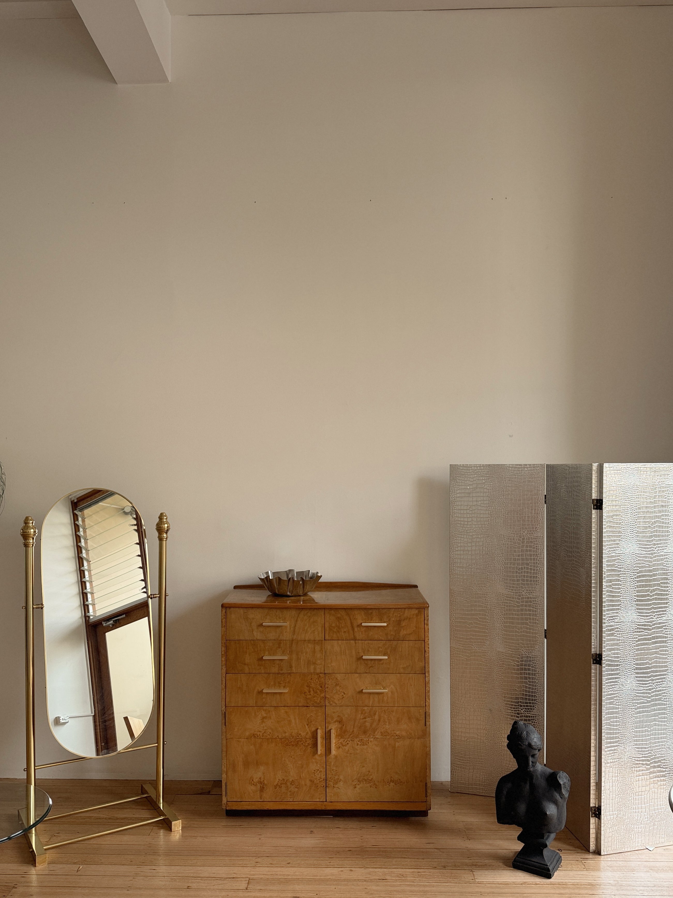Vintage Brass Standing Mirror