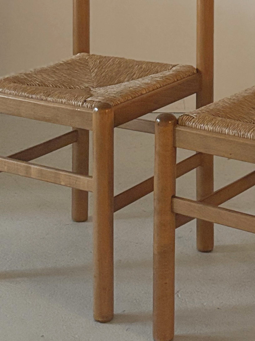 Italian Oak Rush Seat Chairs
