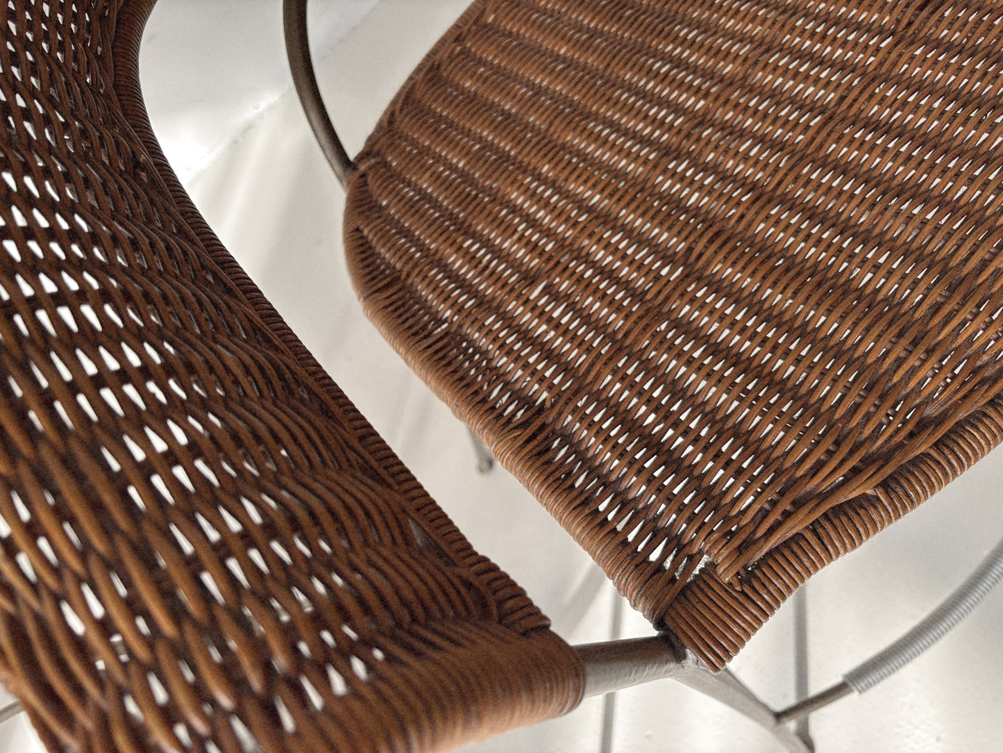 Set of 2 Rattan + Iron Stools