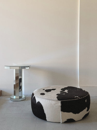 Round Cowhide Ottoman