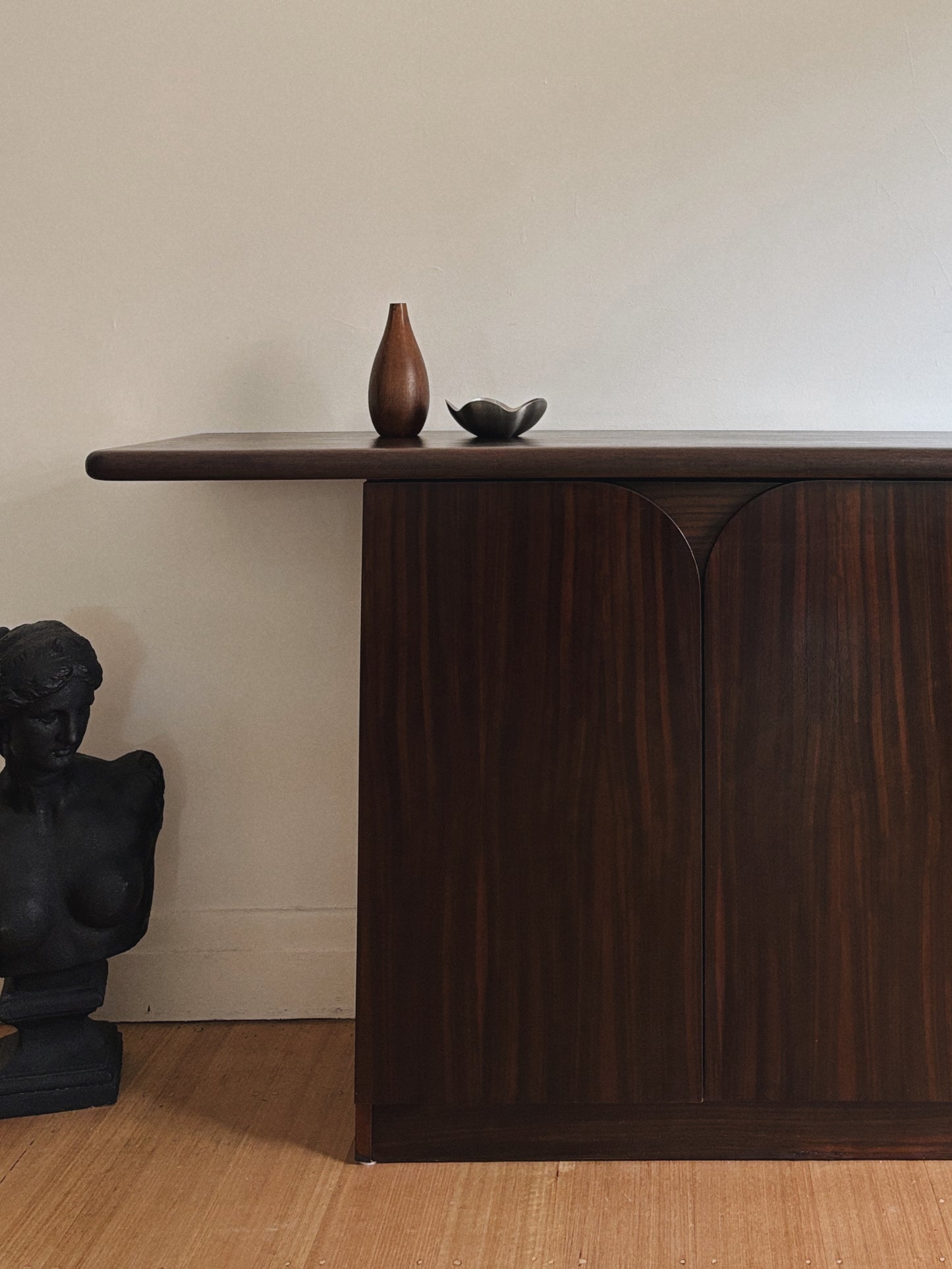 1980s Walnut Sideboard with Arch Detail