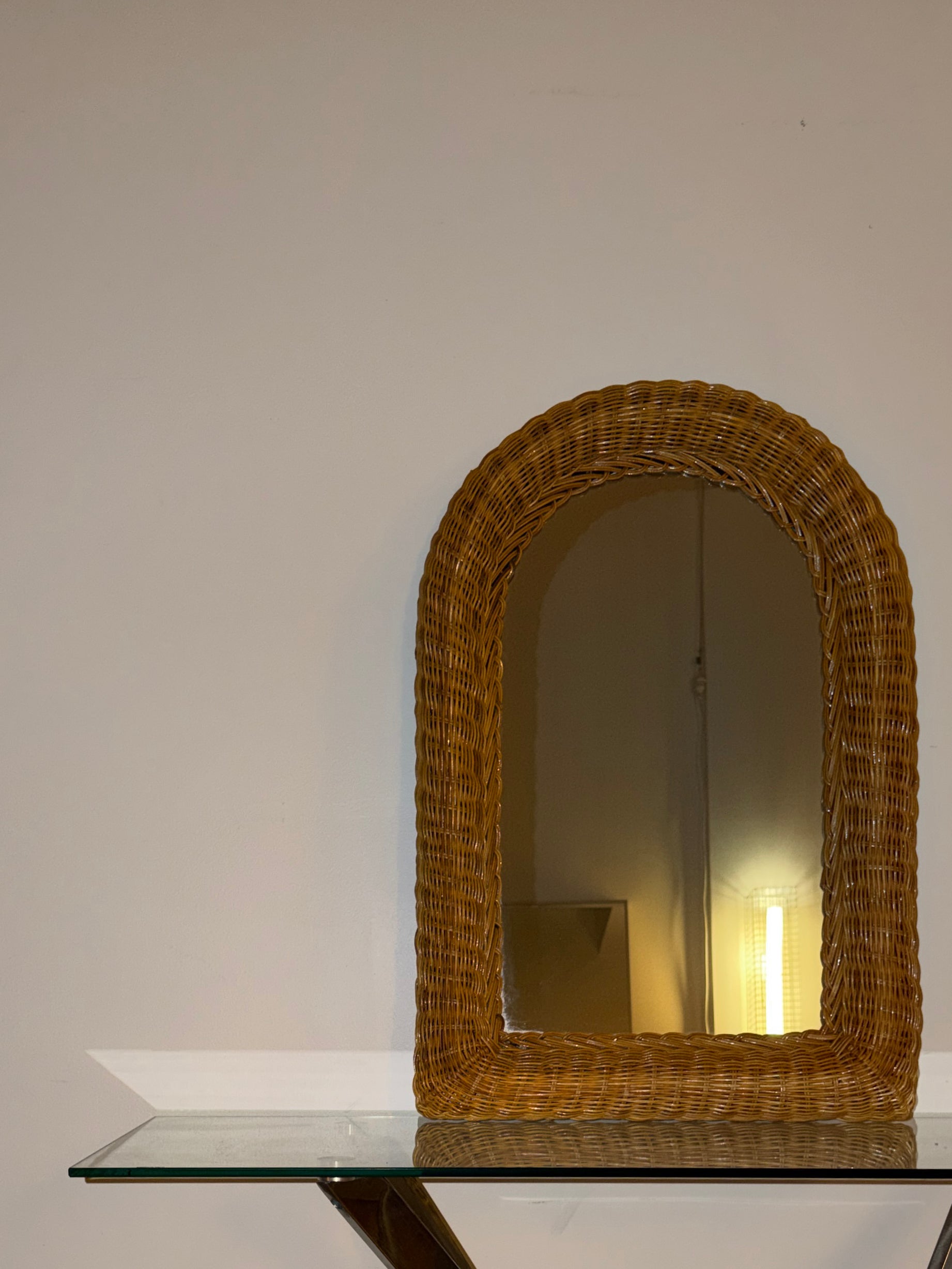 1970s Rattan Arch Mirror