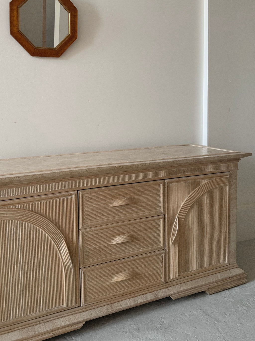 1980s Bamboo + Stone Sideboard