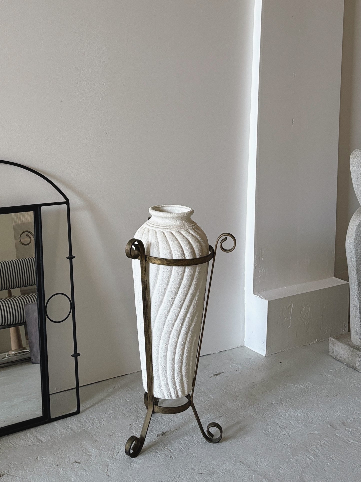 1980s Urn with Wrought Iron Stand