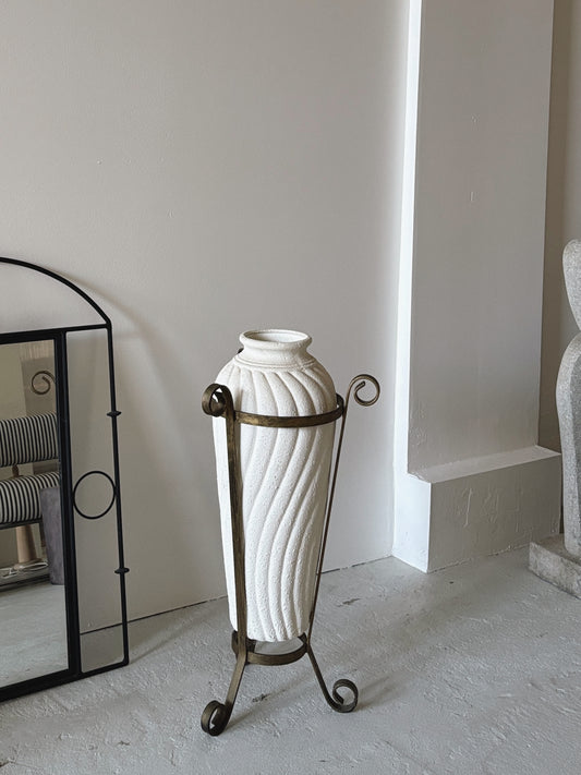 1980s Urn with Wrought Iron Stand