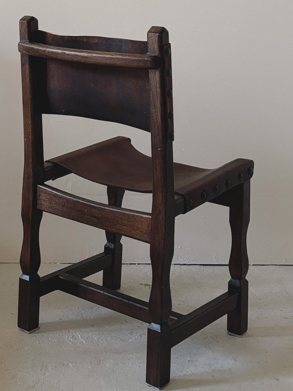 Set of 4 1970s Spanish Style Leather Chairs