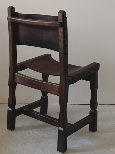 Set of 4 1970s Spanish Style Leather Chairs