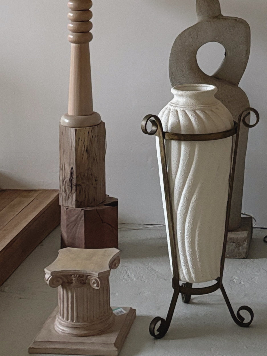 1980s Urn with Wrought Iron Stand