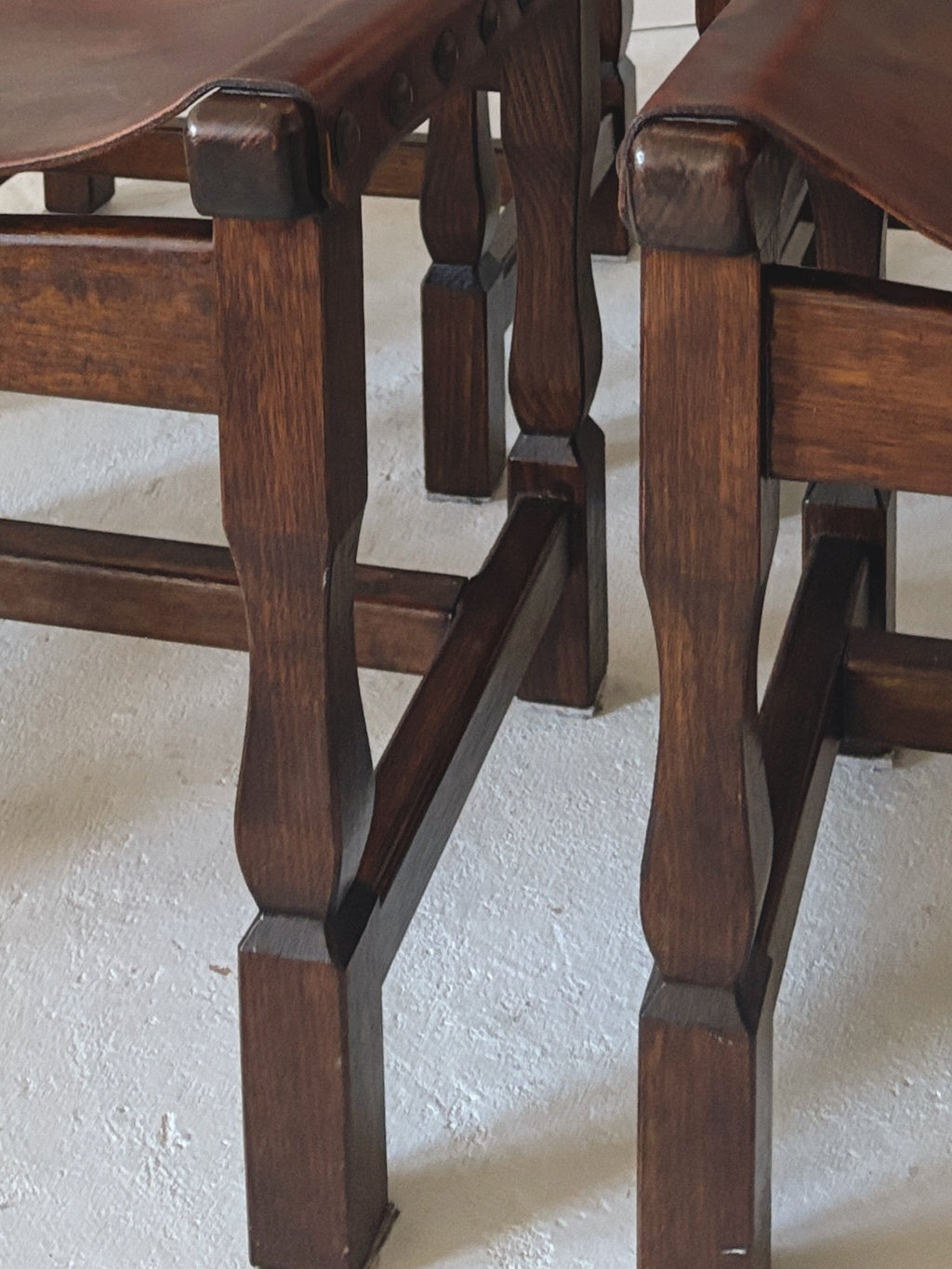 Set of 4 1970s Spanish Style Leather Chairs