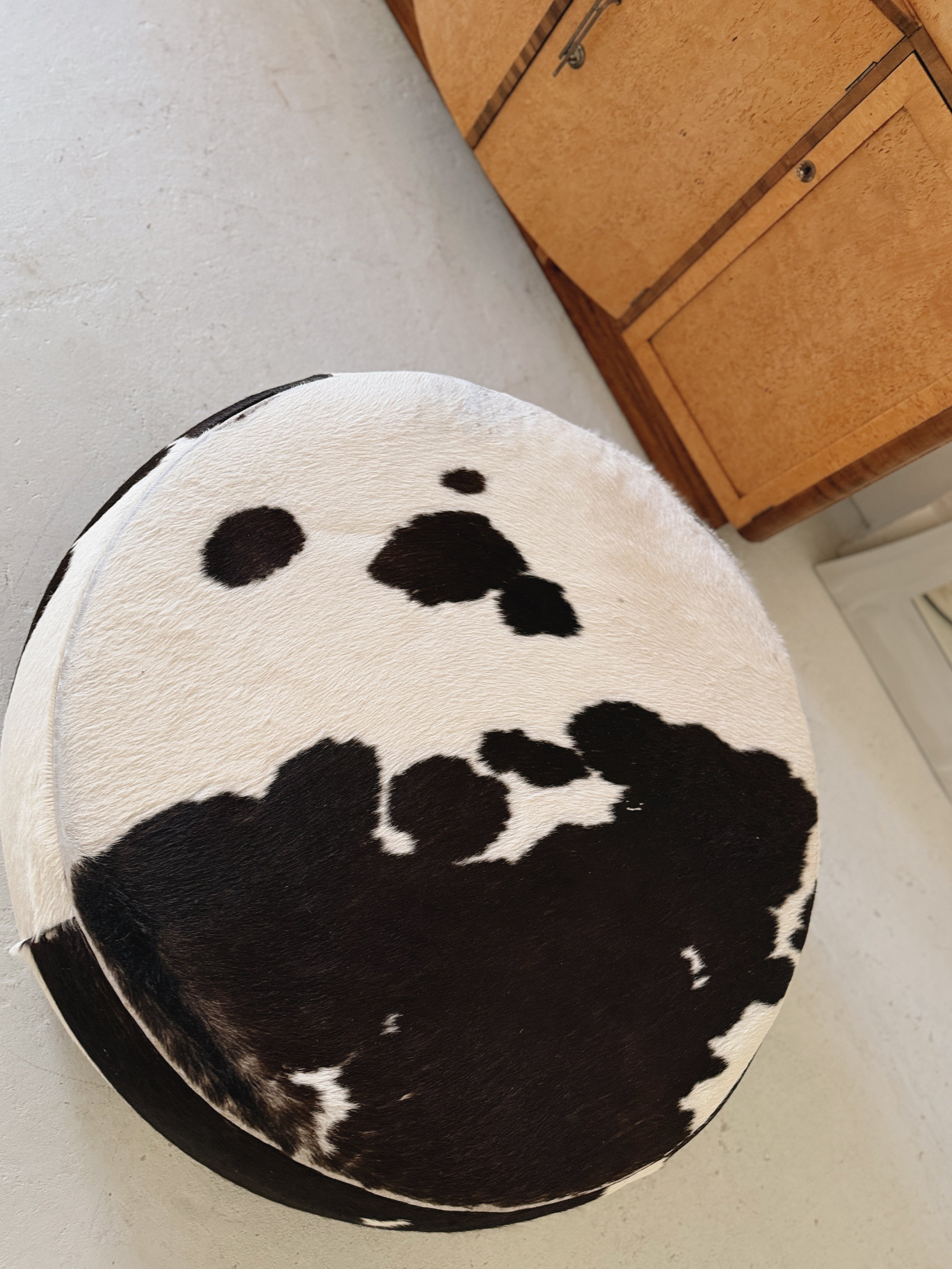 Round Cowhide Ottoman