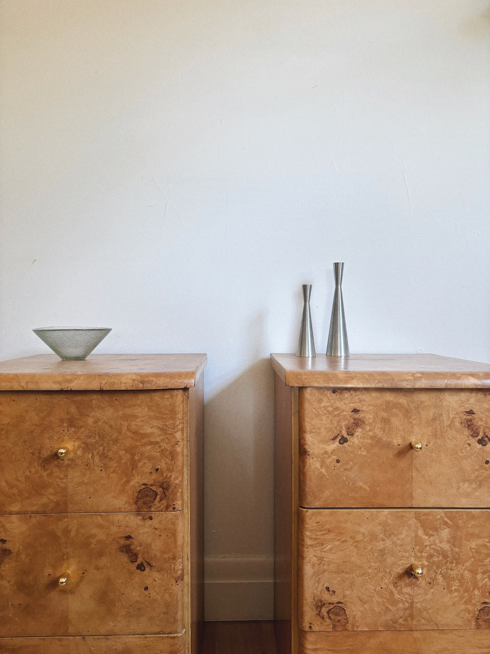 3 Drawer Burl Bedsides