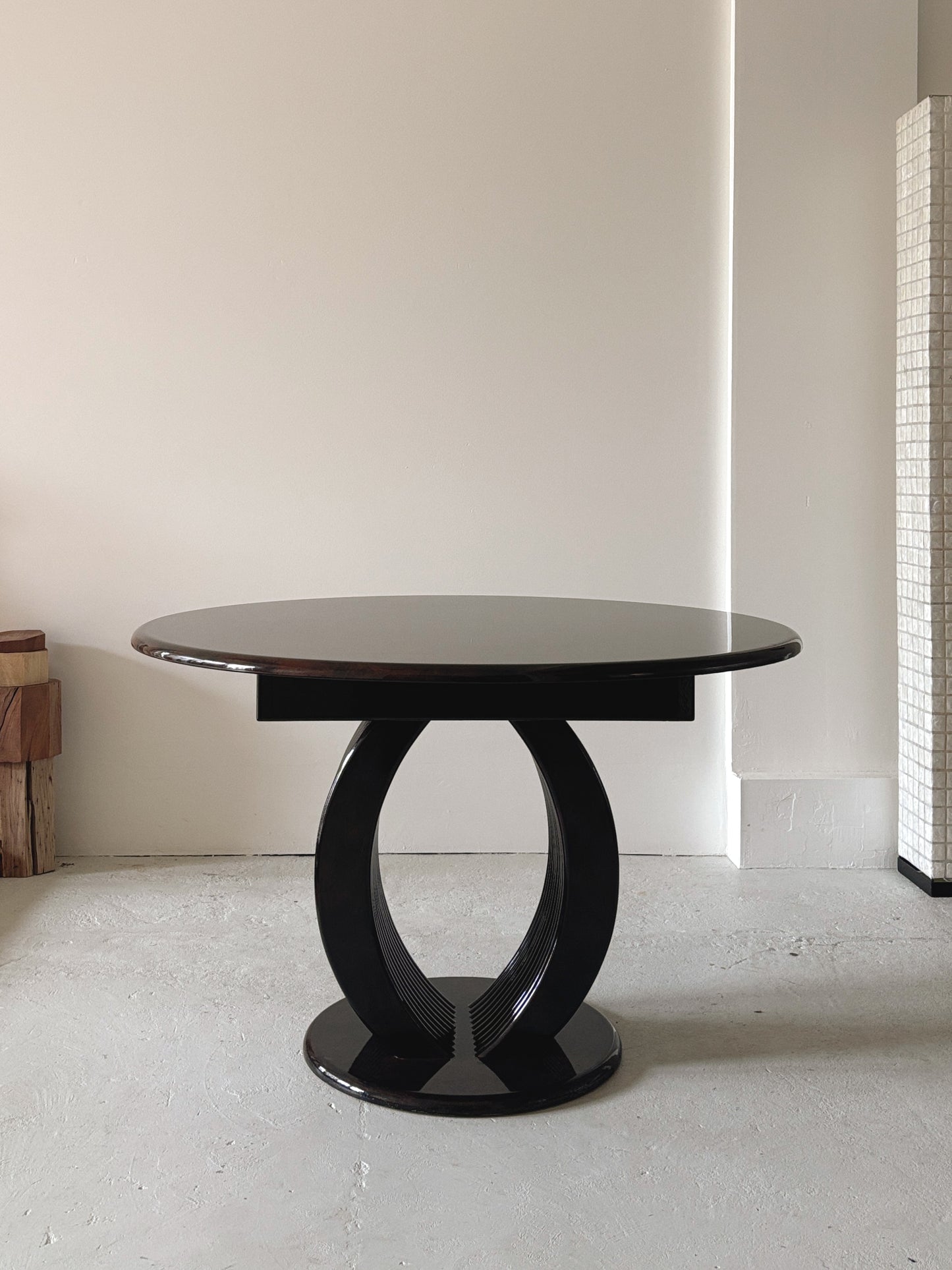 Glossy 80s Burl Dining Table