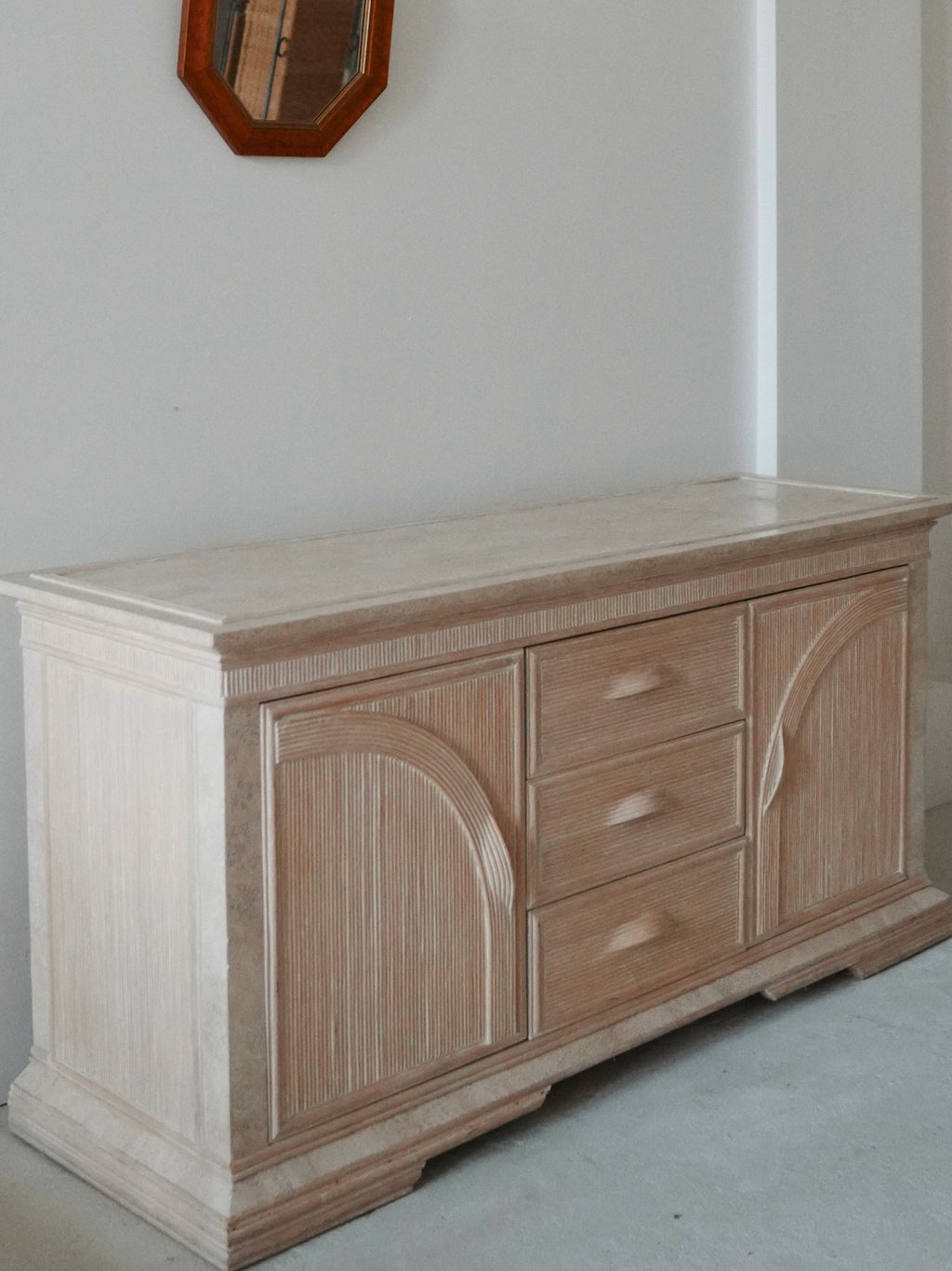 1980s Bamboo + Stone Sideboard