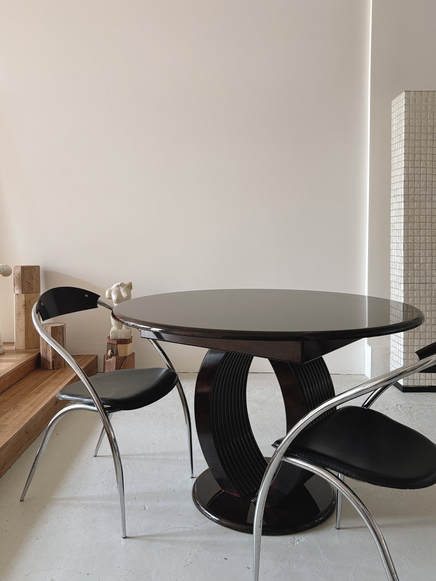 Glossy 80s Burl Dining Table