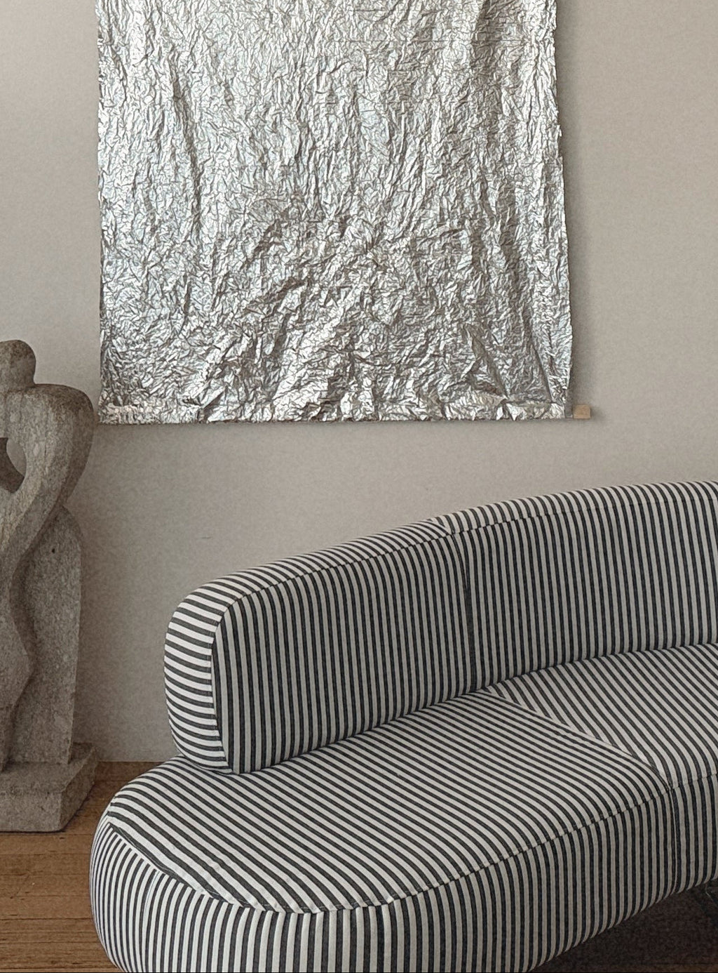 Chrome + Stripe Curve Sofa