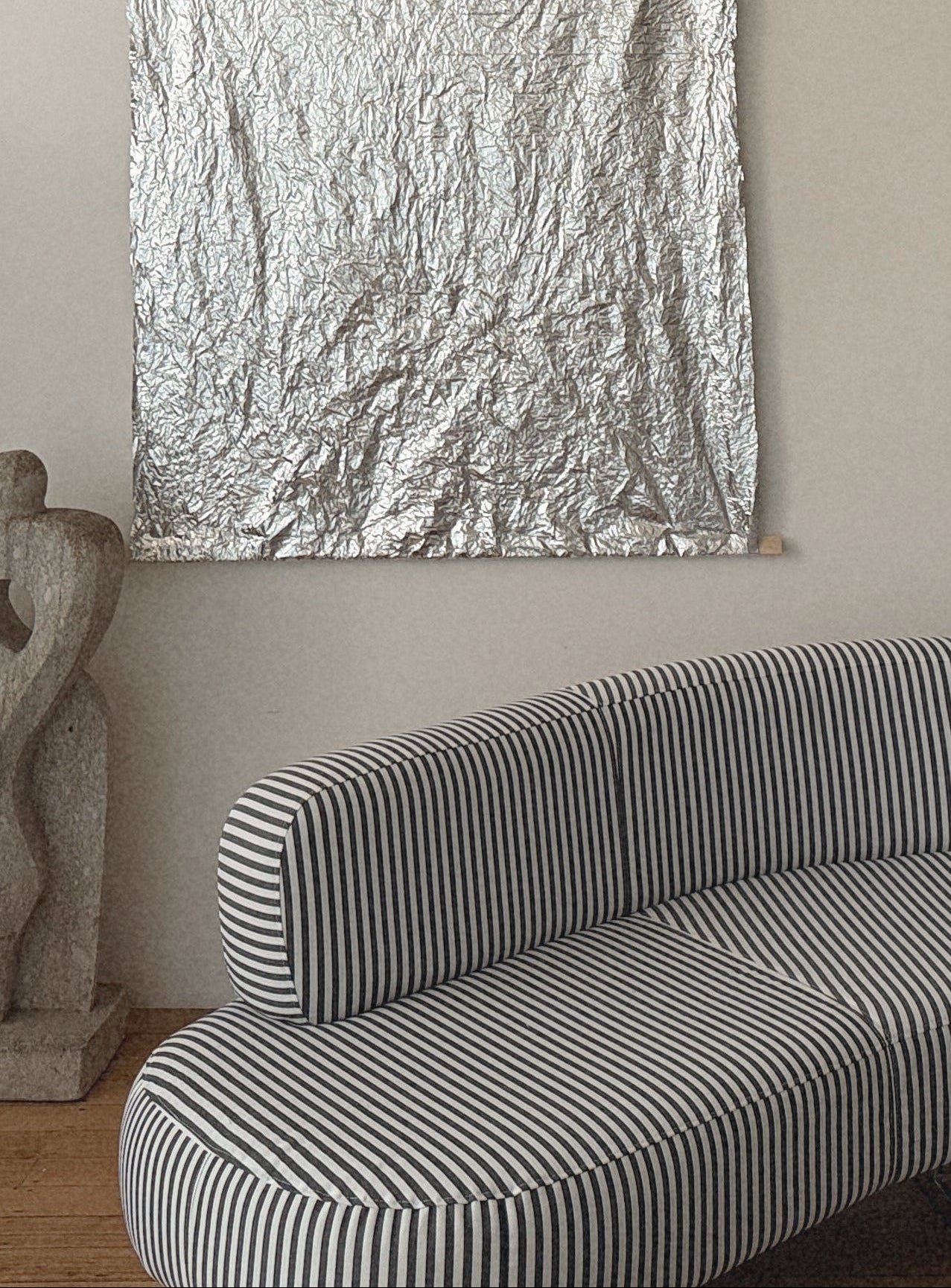 Chrome + Stripe Curve Sofa