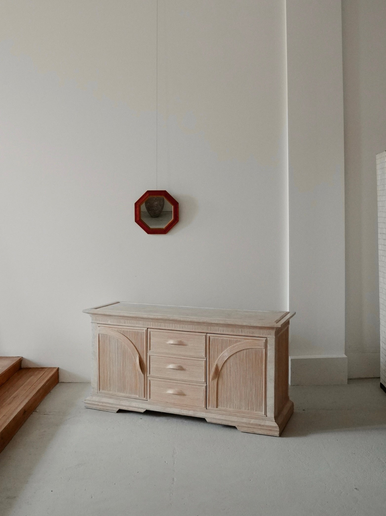1980s Bamboo + Stone Sideboard
