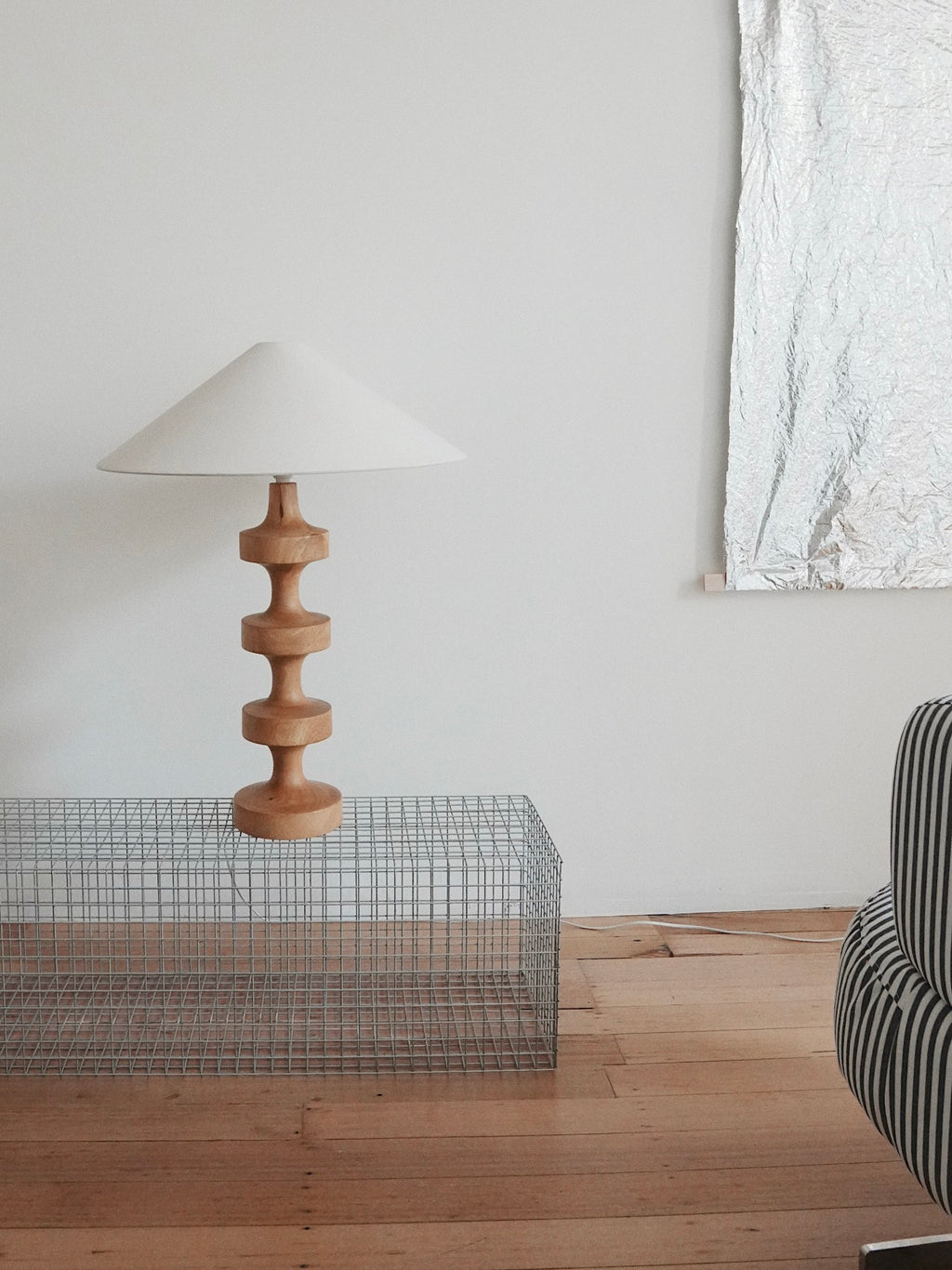 Vintage Turned Wood Table Lamp