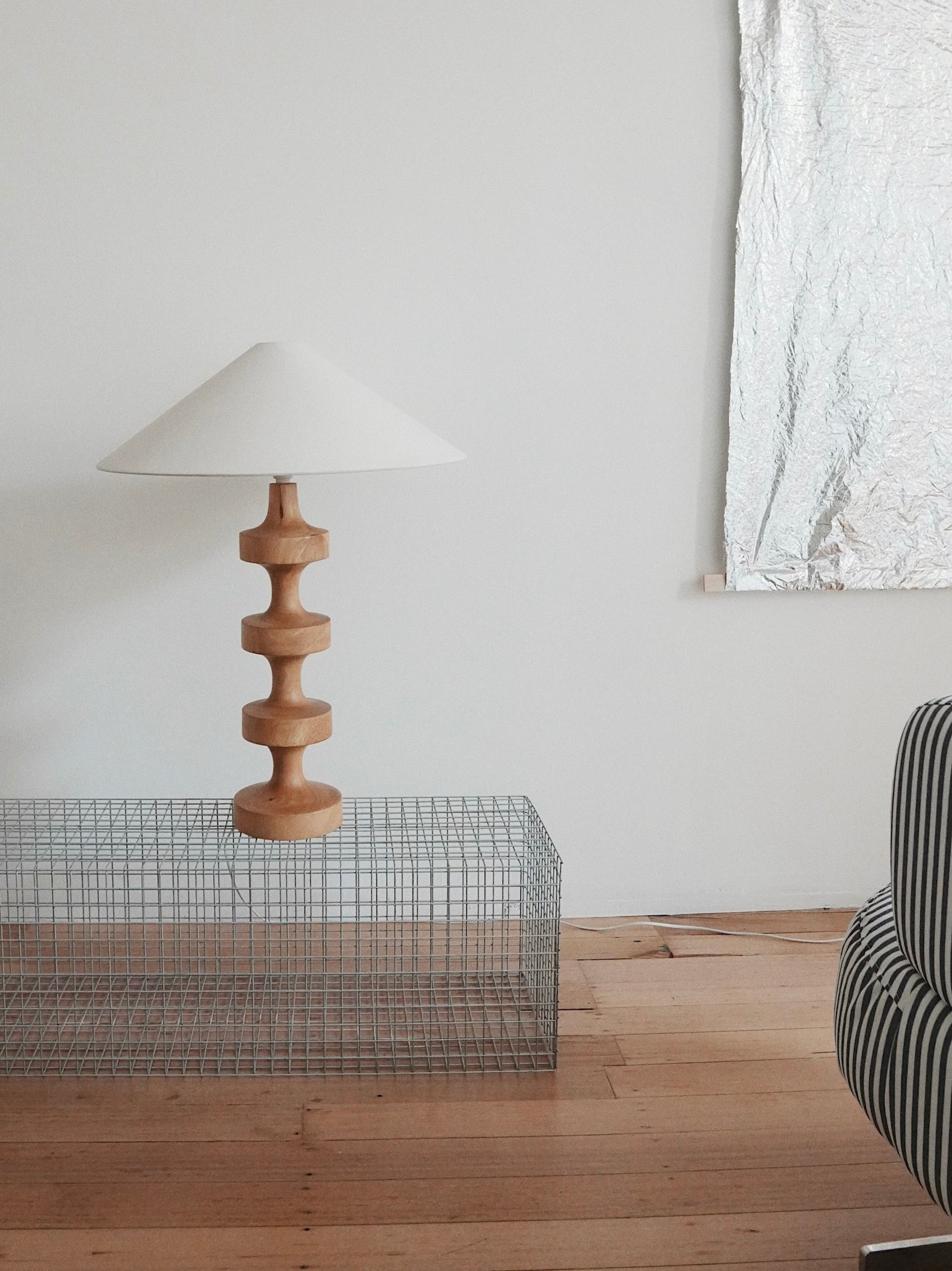 Vintage Turned Wood Table Lamp