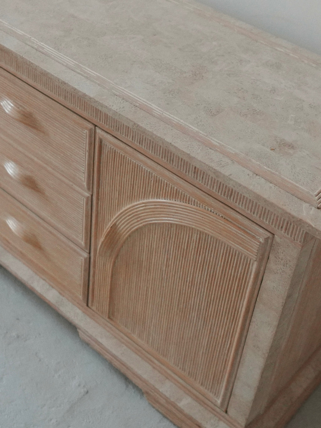 1980s Bamboo + Stone Sideboard