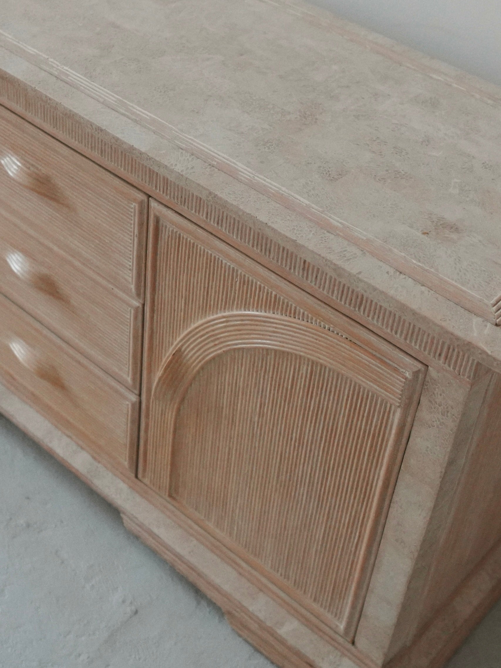 1980s Bamboo + Stone Sideboard