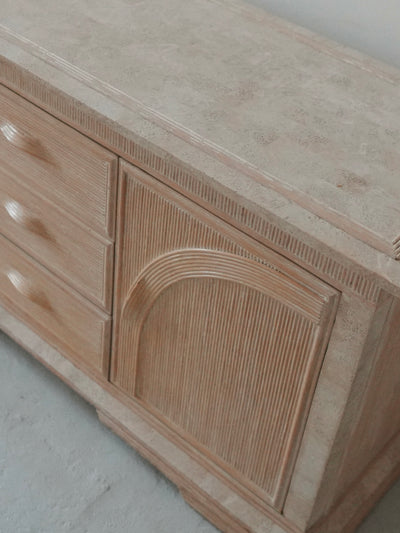 1980s Bamboo + Stone Sideboard