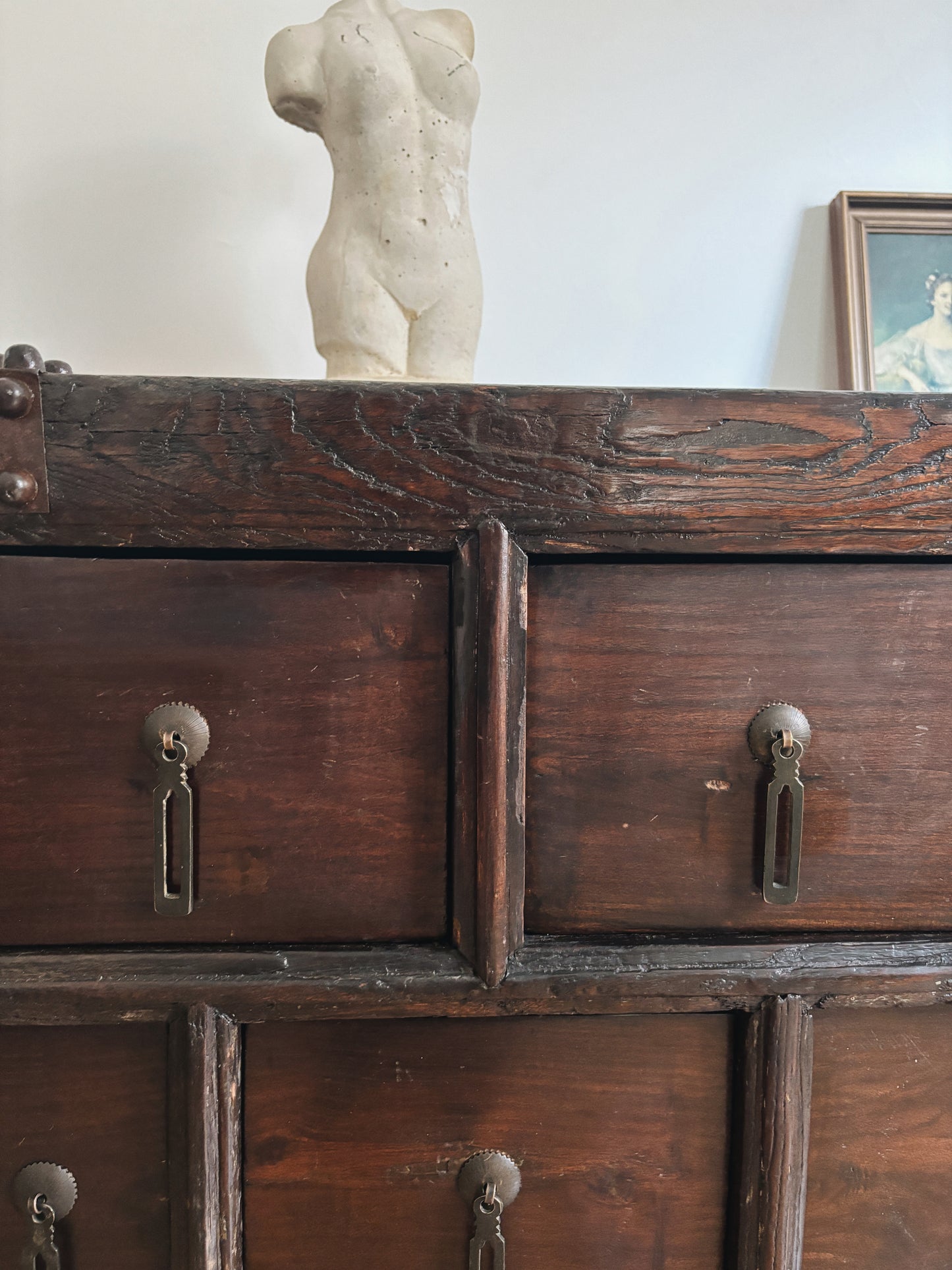 Brutalist Antique Multi Drawer Sideboard