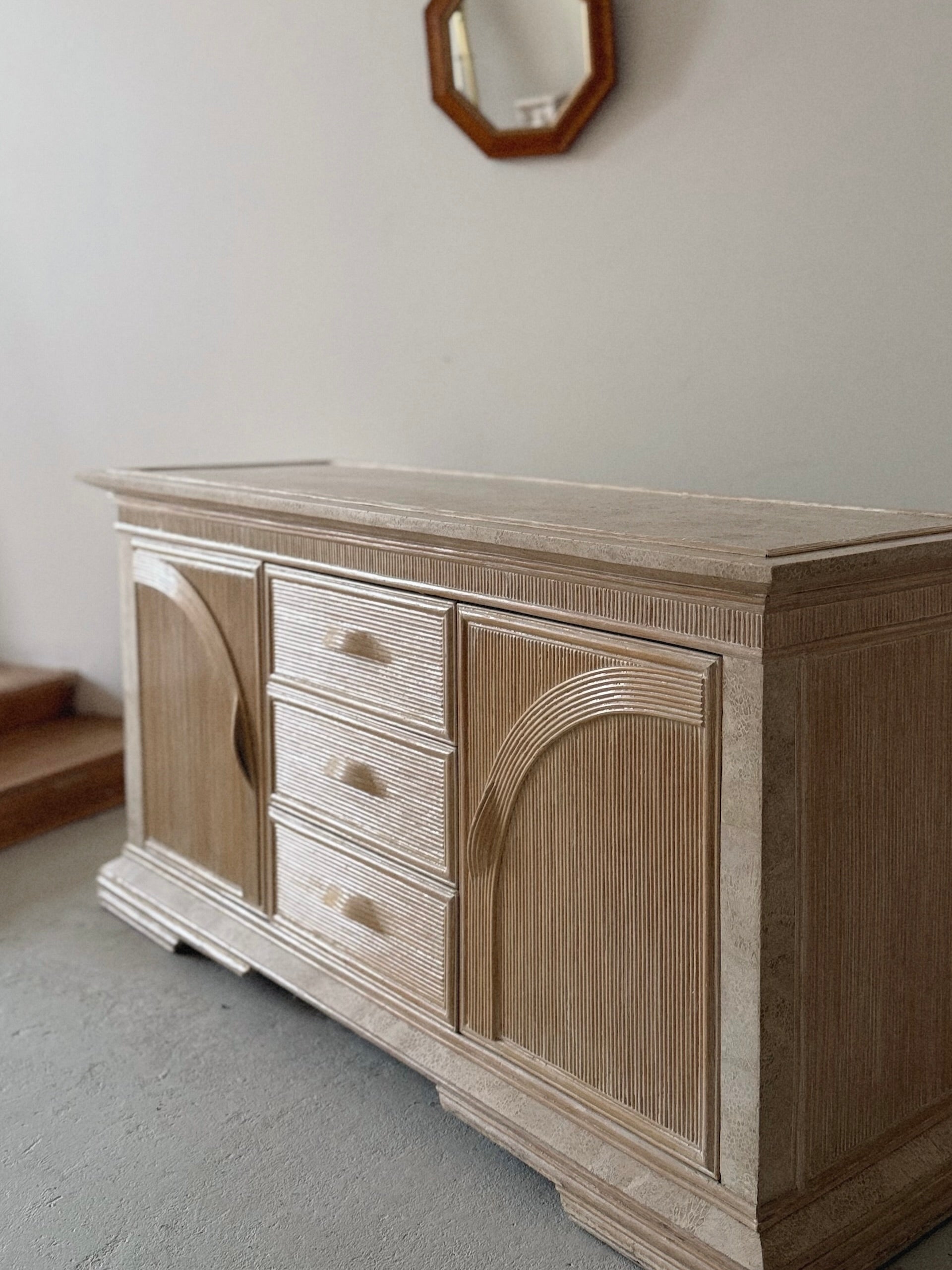 1980s Bamboo + Stone Sideboard