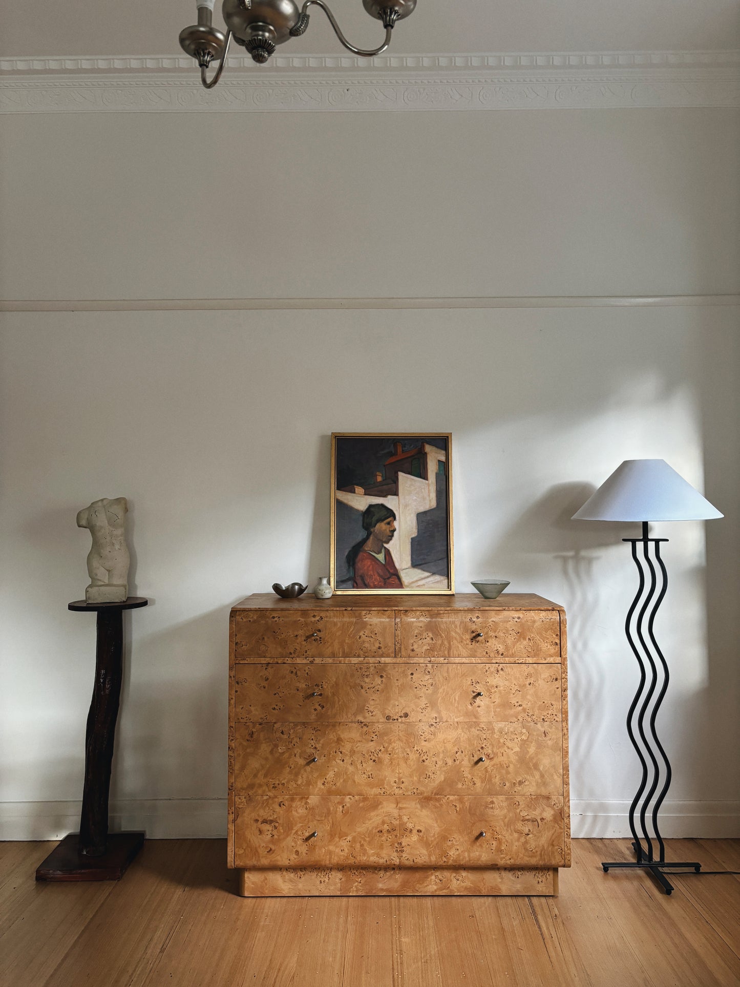 1960s Curve Front Burl Drawers