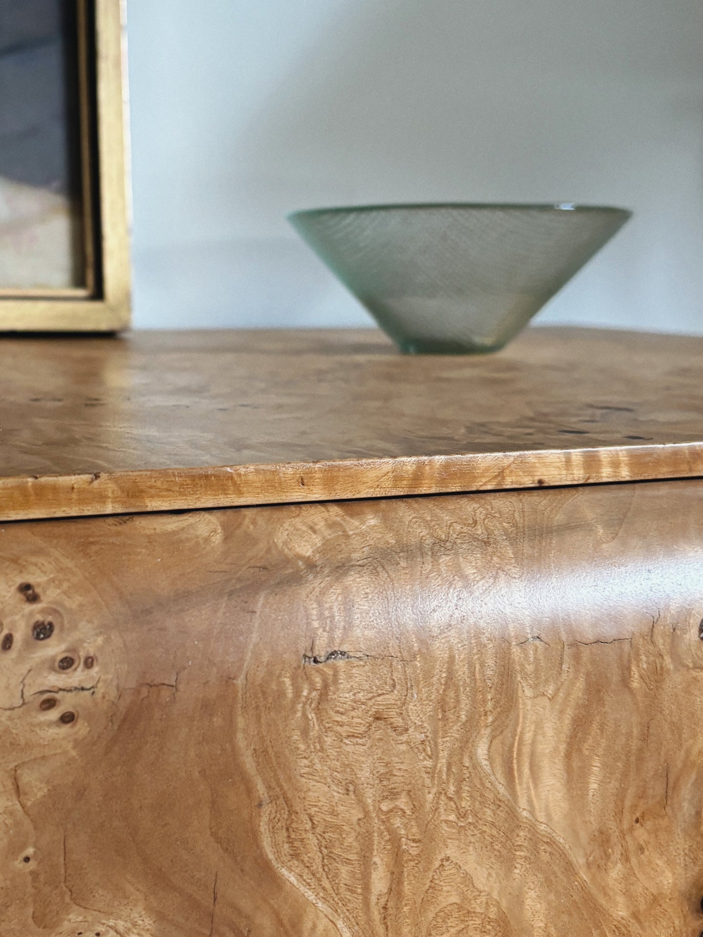 1960s Curve Front Burl Drawers